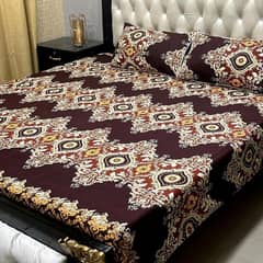 3 pcs cotton salonica printed dulble bedsheets.