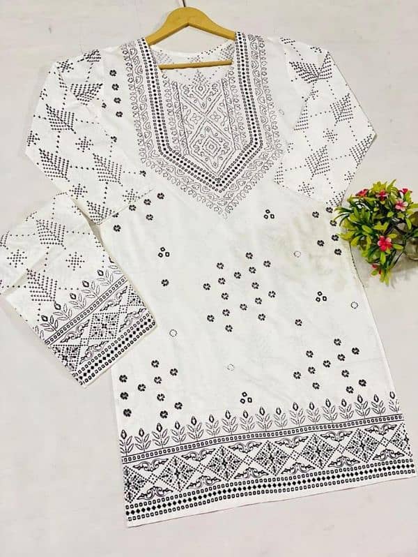 2|pcs  |women's| Linen stitched shirt | Trawser |Printed 10