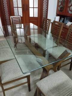 Dining Table 8 Chairs with glass top 0