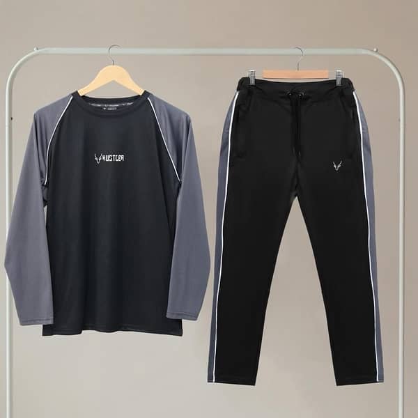 2 Pcs Men Polyester Plain Track Suit 0