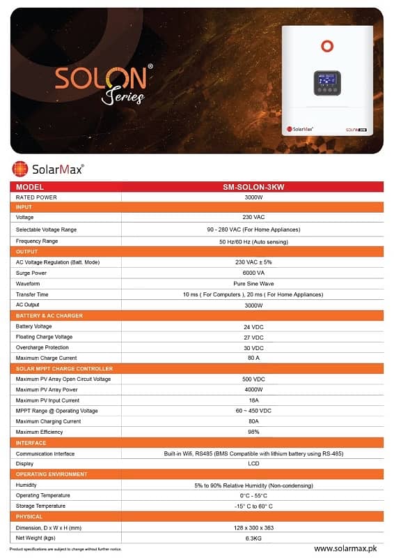 Solar Max 3 Kw Hybrid Solar Inverter | Net Metering Option Available 1