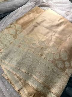 Copper and gold banarsi saree unstitched indian