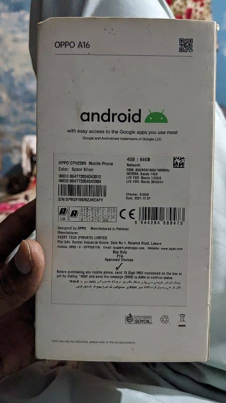 oppo a16 all ok pta approved 6