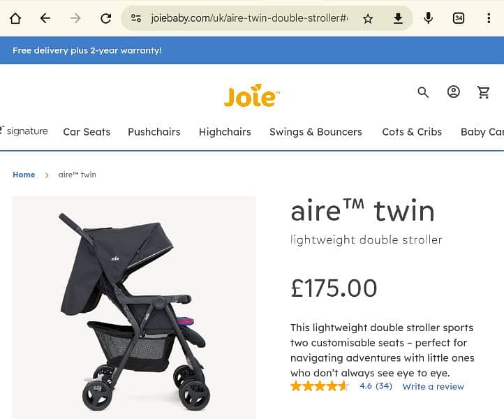 UK Imported Joie Double Twin Stroller 3