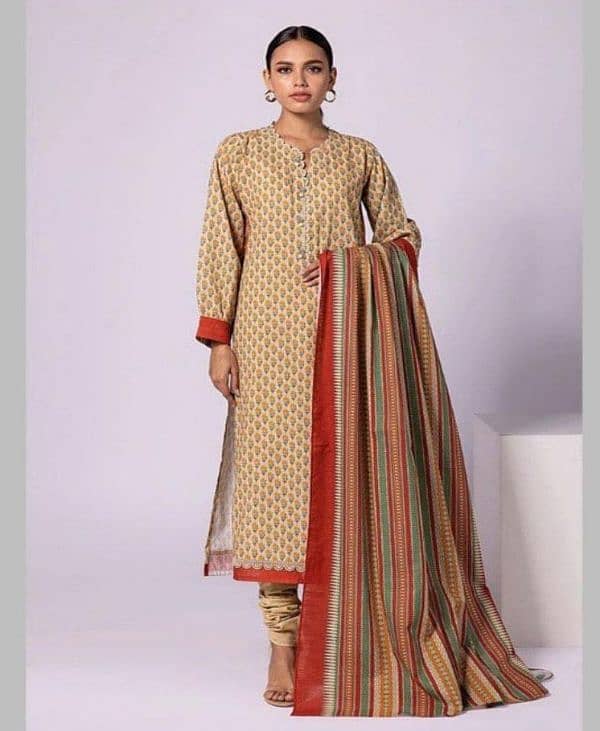 3 Pcs Women's Unstich Karandi Printed Suits 2