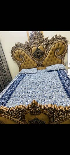 Bed with spring Mattress & Dressing Mirror & Side table