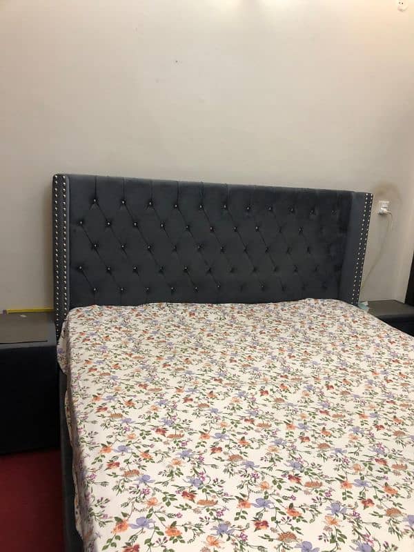 bed with 8 inches mattress and side tables + dining table 1