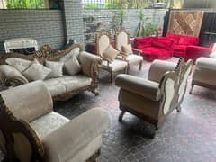 7 seater beautiful carved sofa set with tables and 2 chairs for sale