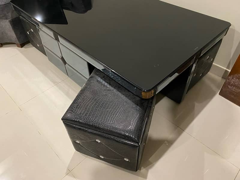 Jet Black glass table with 4 side chairs 0