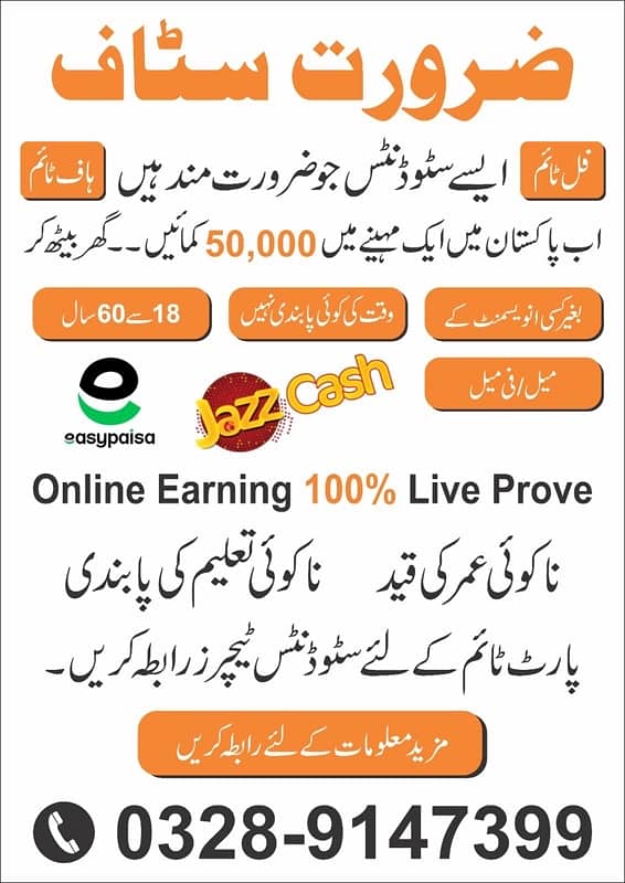 Male and females staff required | Urgent Hiring | Online Jobs 0