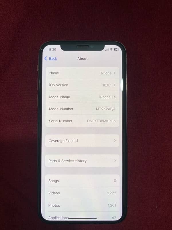 Iphone XS gold 256gb Dual Pta Approved 1