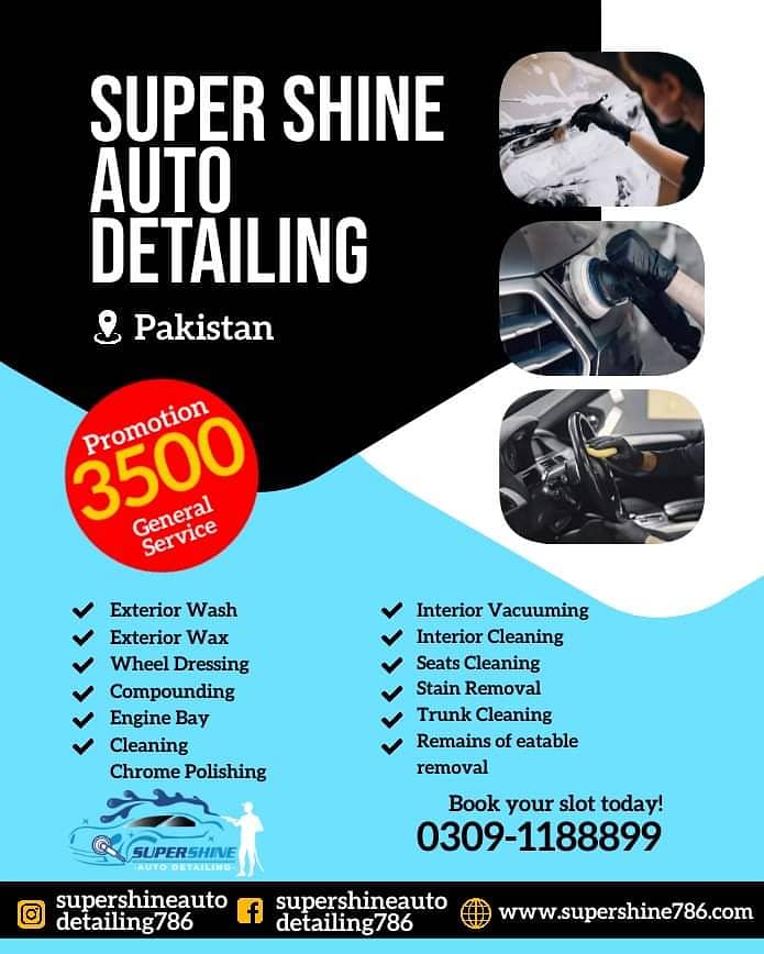 Car Wash/Auto Detailing/Waxing/Cleaning/Engine Bay/CarPolish in Lahore 1