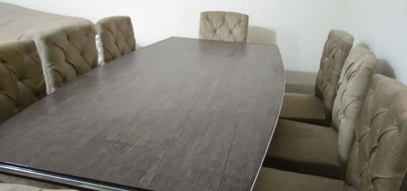 dining table and 8 upholstered chairs 1