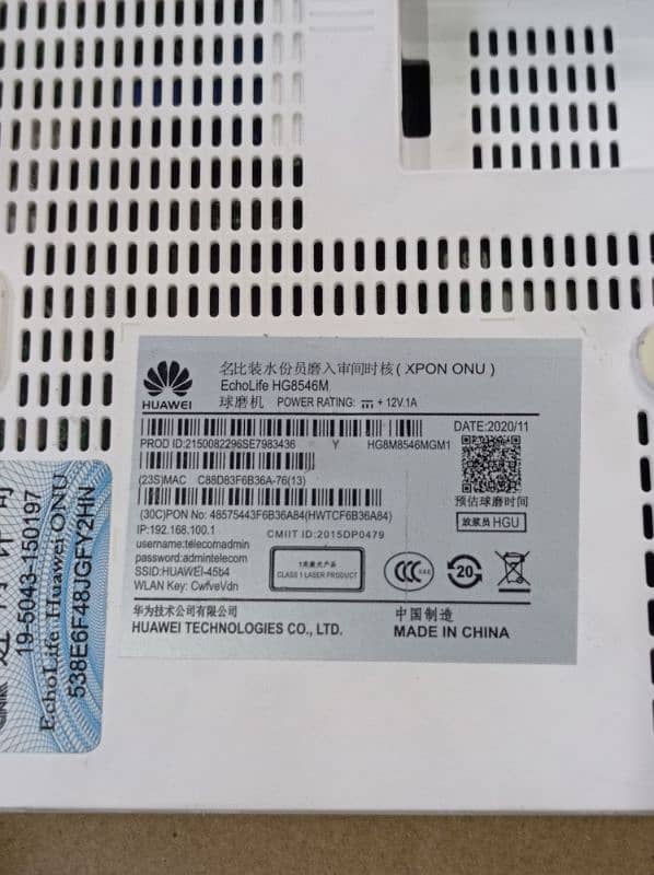 Huawei router Xpon 8546m 4