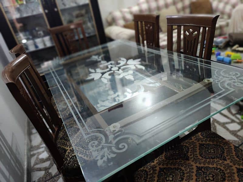 6 seater dining table with glass top 3