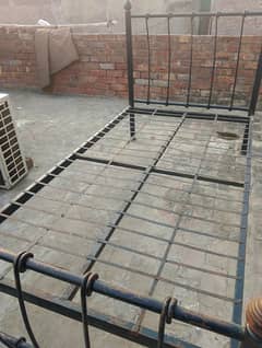 single iron bed with mattress [contact: 03004676992]