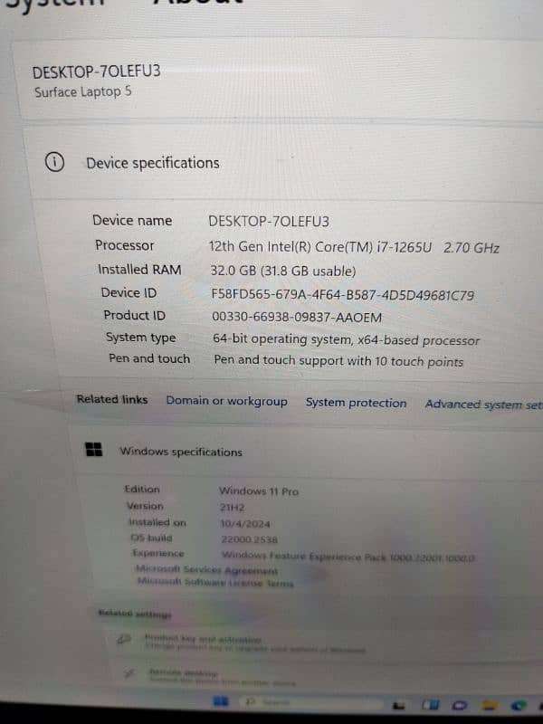 Microsoft surface laptop 5 corei7 1255u 12th  generation 3