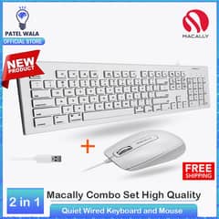 Pack of 2 Macally USB Wired Keyboard & Mouse Combo for Mac/Windows 0