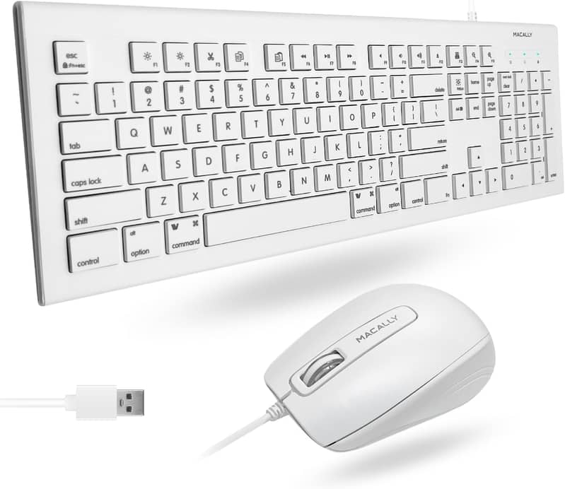 Pack of 2 Macally USB Wired Keyboard & Mouse Combo for Mac/Windows 1