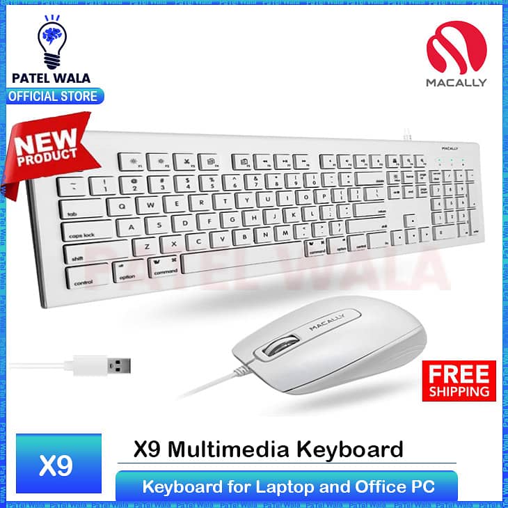 Pack of 2 Macally USB Wired Keyboard & Mouse Combo for Mac/Windows 8