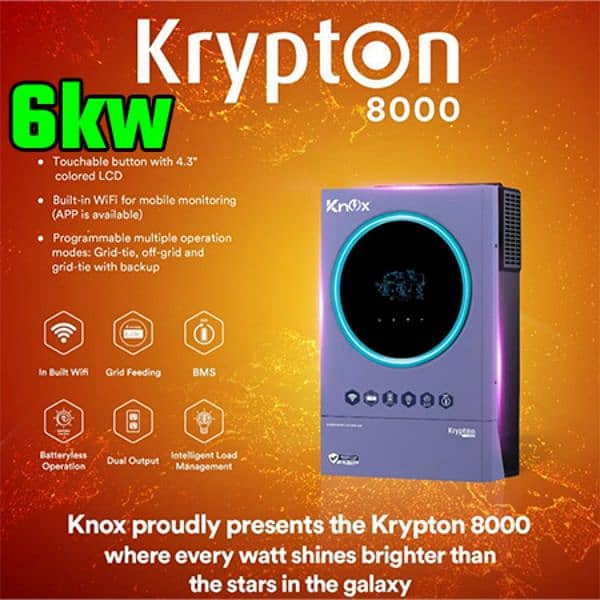 Knox 6KW Krypton Series PV8000 Hybrid Soar Inverter 0