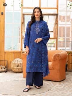 3 pc women’s unstitched Lawn Embroidered suit