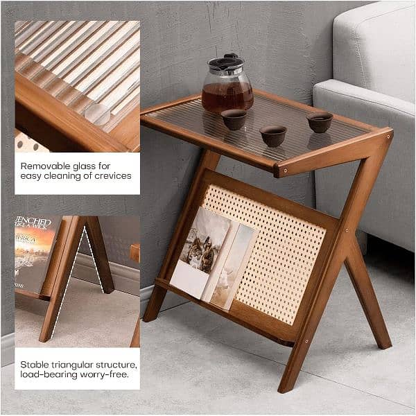 Z SHAPED coffee table with books rack 0