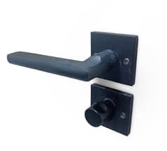 Black Modern 2 Piece Door Lock Handle Complete Set