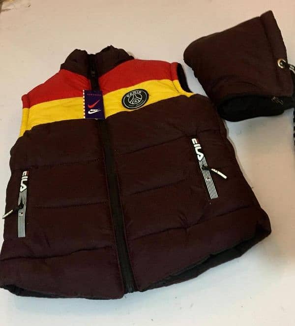 1 PC Boy's Stitched Parachute Quilted Plain Sleeveless Jacket 1