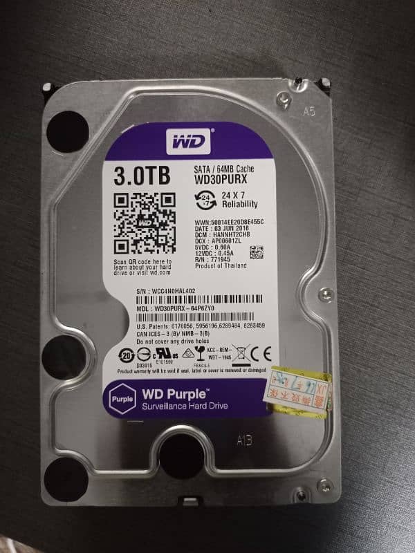 3TB WD hard drive sata DVR server 0