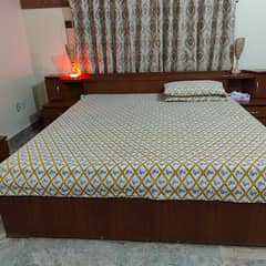 excellent condition original wooden bed set with side tables