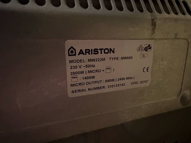 ariston microwave 6