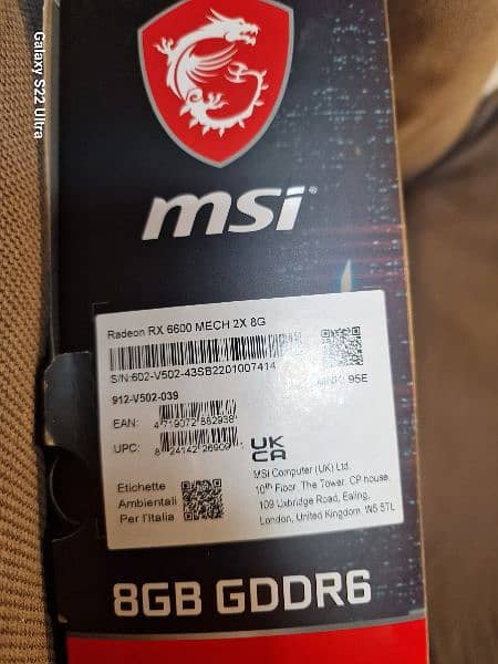 MSI RADEON RX6600 MECH 2X 8GB GPU Graphics card 1