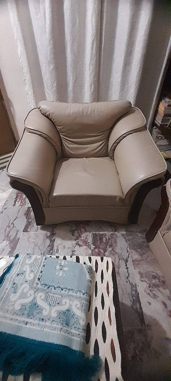 Off White Color Leather made 5 seater Sofa 2