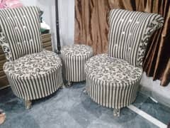 Sofa chairs and stool with lamp