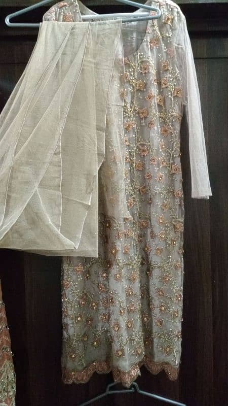 handmade net embroidered 3 piece dress 1