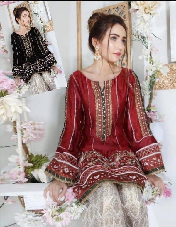 3|pcs|women's|unstitched|Chiffon|Embroidered|suit 8