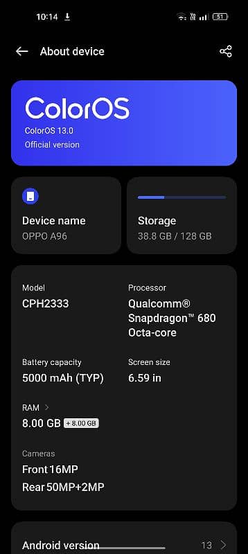 Oppo a96 8+8/128 3