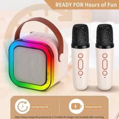 Kids Mini Karaoke Machine with Two Wireless Microphones,