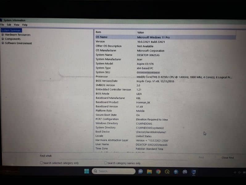 Acer Aspire E5 576 core i5 8th Gen 7