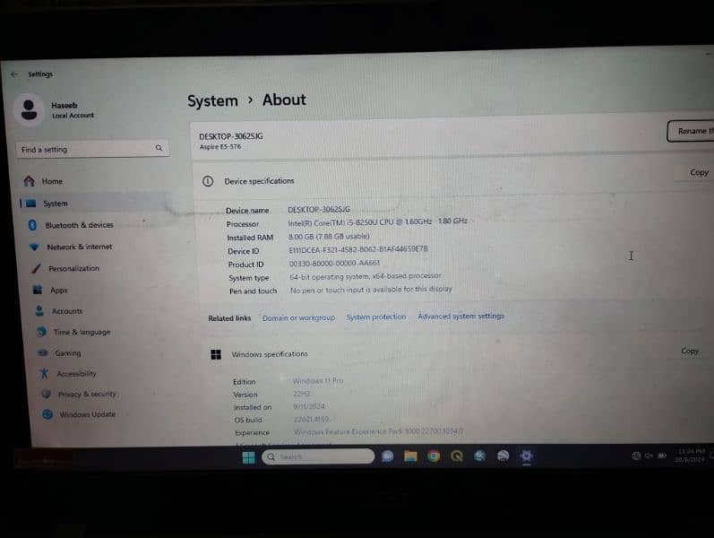 Acer Aspire E5 576 core i5 8th Gen 10