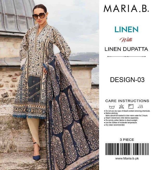 Maria. B Printed Linen 3 Pc Unstitched 6