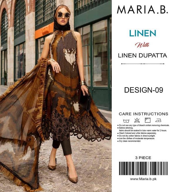 Maria. B Printed Linen 3 Pc Unstitched 18