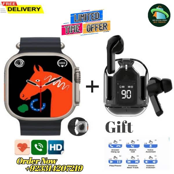 T800 Ultra Smart watch With Free A31 Earbuds 0