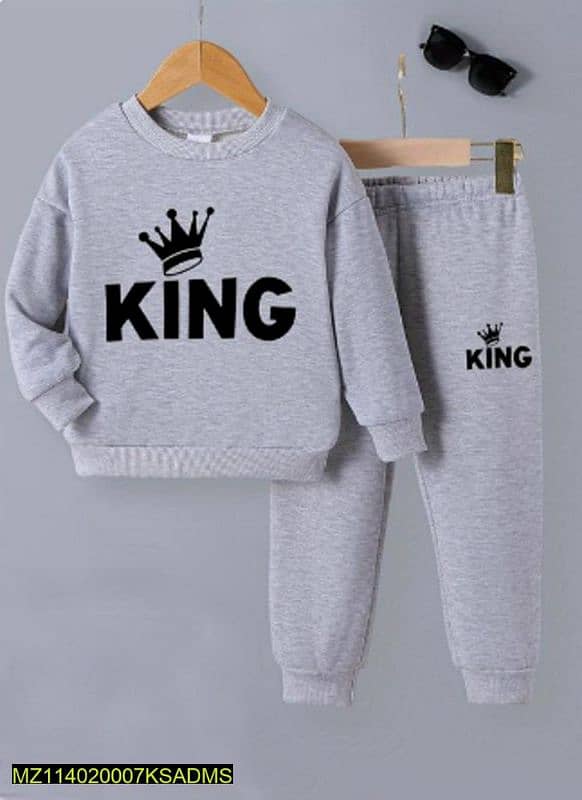 2pcs Grey Polyester Kid's Track Suit for Winter. 1