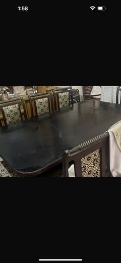 dining table with 8 chairs new poshish | urgent sale 0