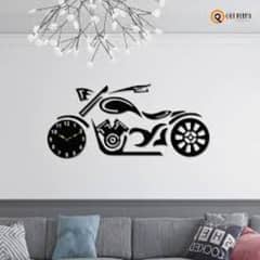 matte black motorcycle wallclock for home decoration-laser cut