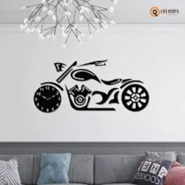 matte black motorcycle wallclock for home decoration-laser cut 0