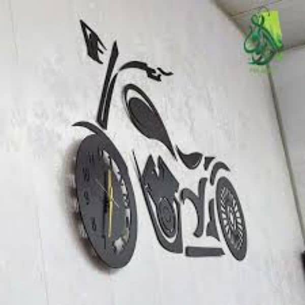 matte black motorcycle wallclock for home decoration-laser cut 1