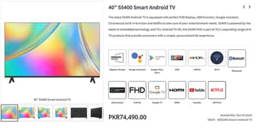 40" S5400 Smart Android TV 0